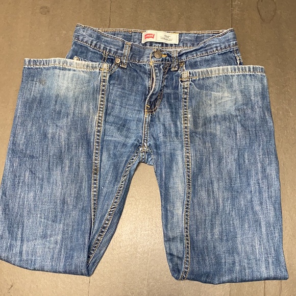 Levi’s 514 Straight Size 12 Slide Tab Button High Rise Washout Denim Jeans - Picture 5 of 16